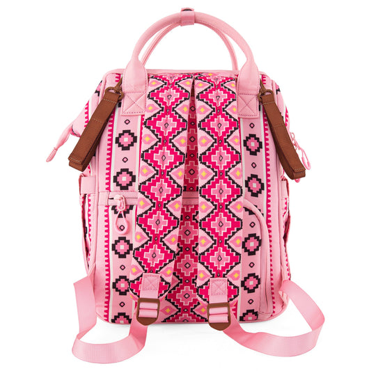 Aztec Bubblegum Wrangler Bag / Diaper Bag - Hot Pink Interior