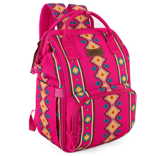 Aztec Hot Pink Wrangler Bag / Diaper Bag - Hot Pink Interior