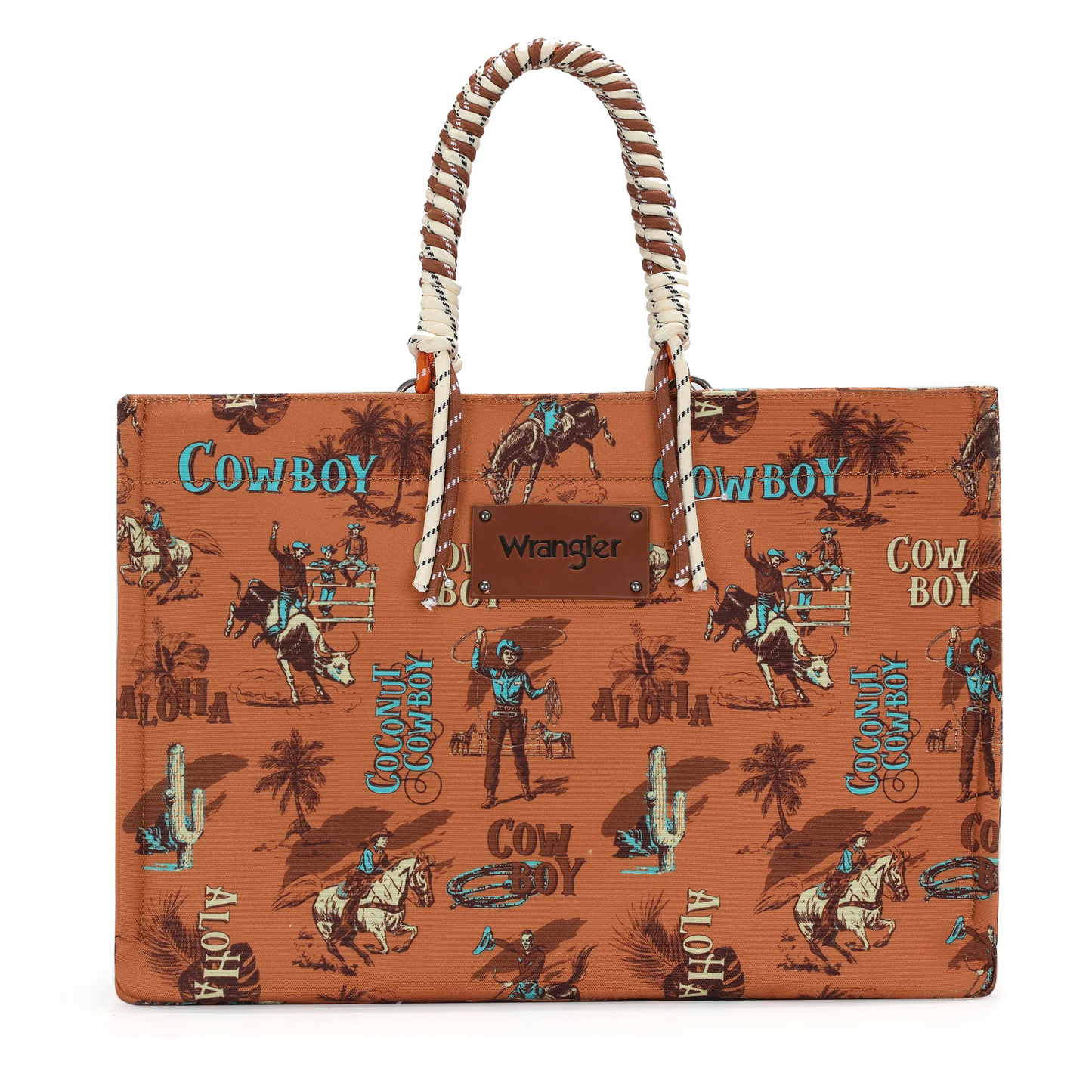 Camel Cactus Cowboy Wrangler Canvas Tote RTS