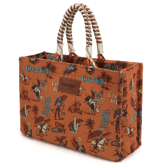 Camel Cactus Cowboy Wrangler Canvas Tote RTS