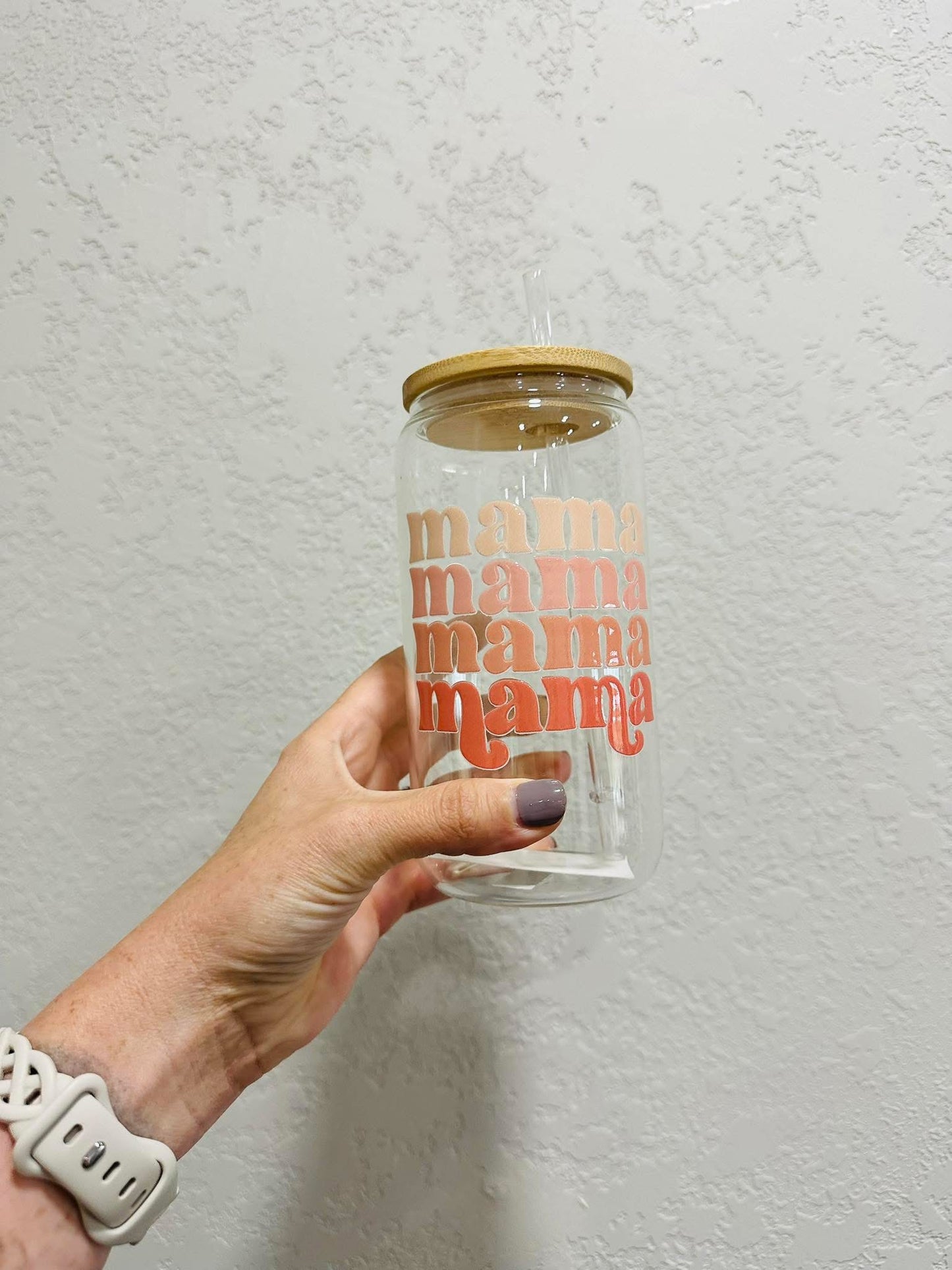 Retro Peachy Mama Iced Coffee Tumbler