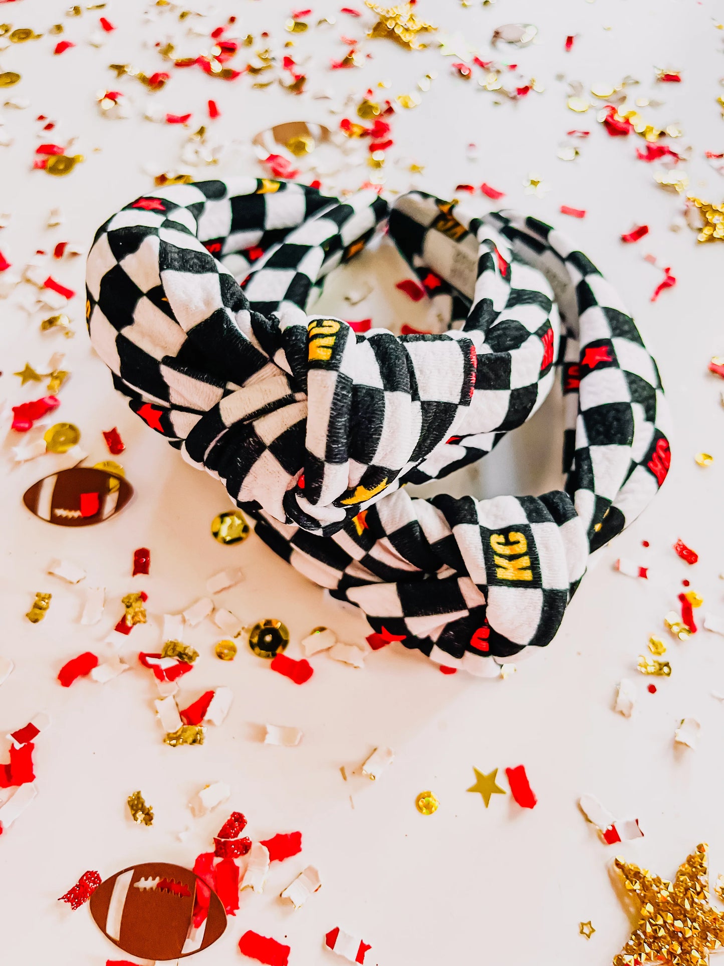 KC Black Checkered Oversized Scrunchie