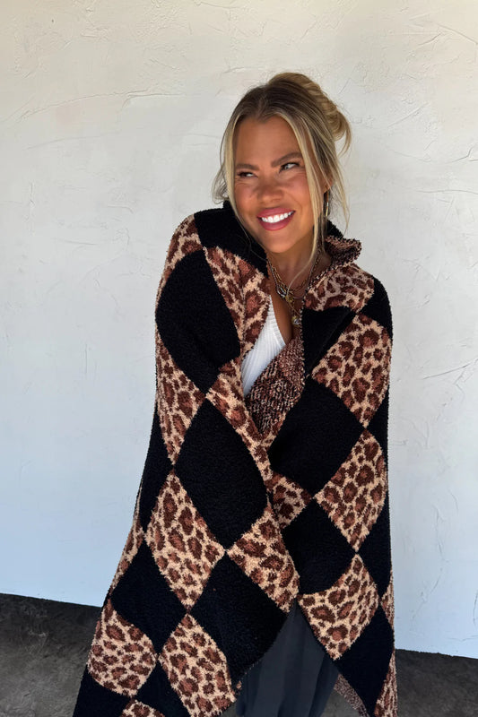 Checkered Leopard Luxe BLANKET PreO