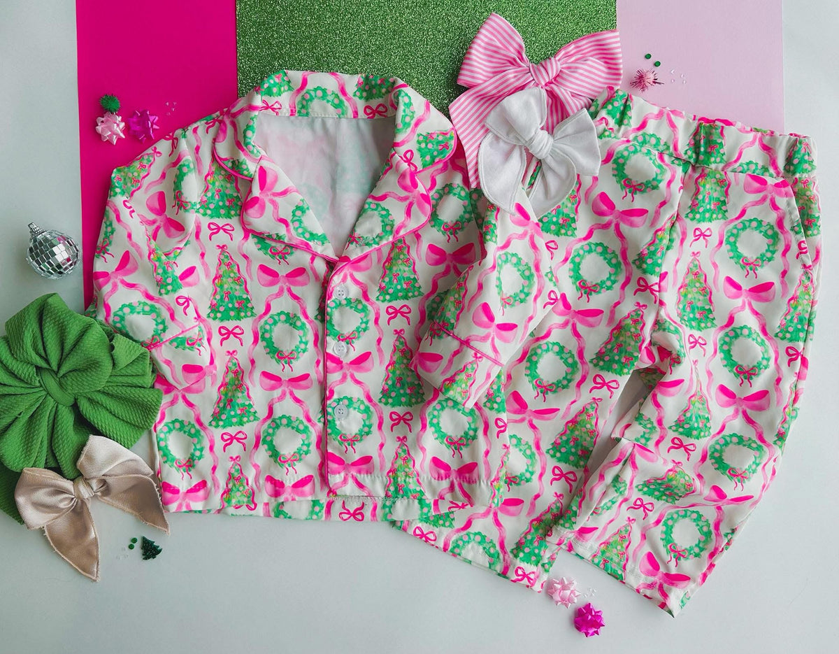 Girls Coquette Silky Christmas PJ Set