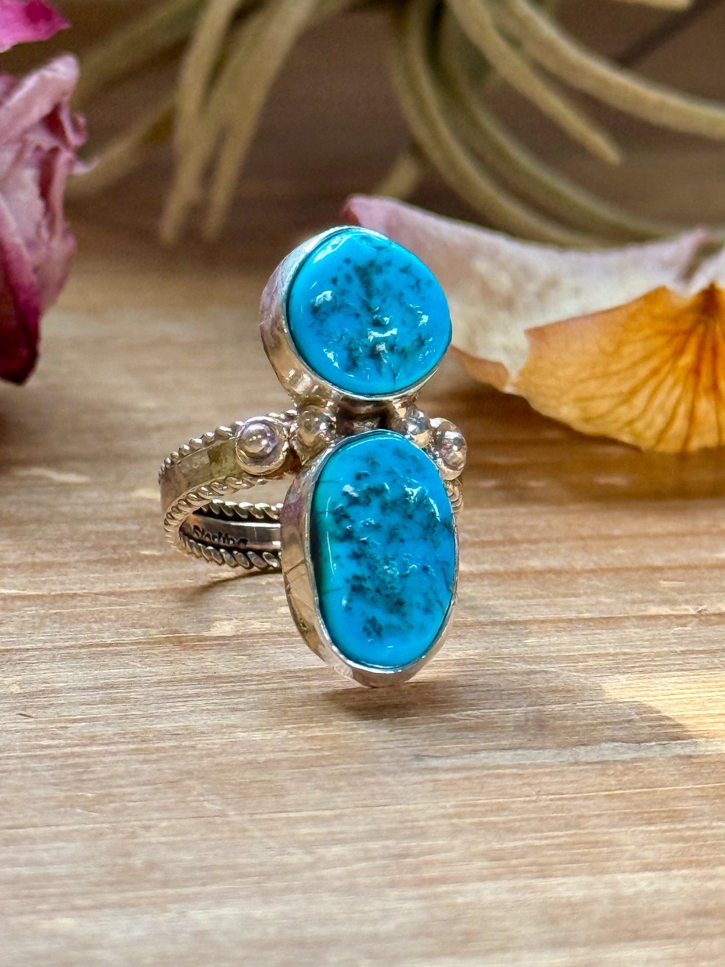 Kingman Turquoise Sterling Silver Ring – Size 7 & 8