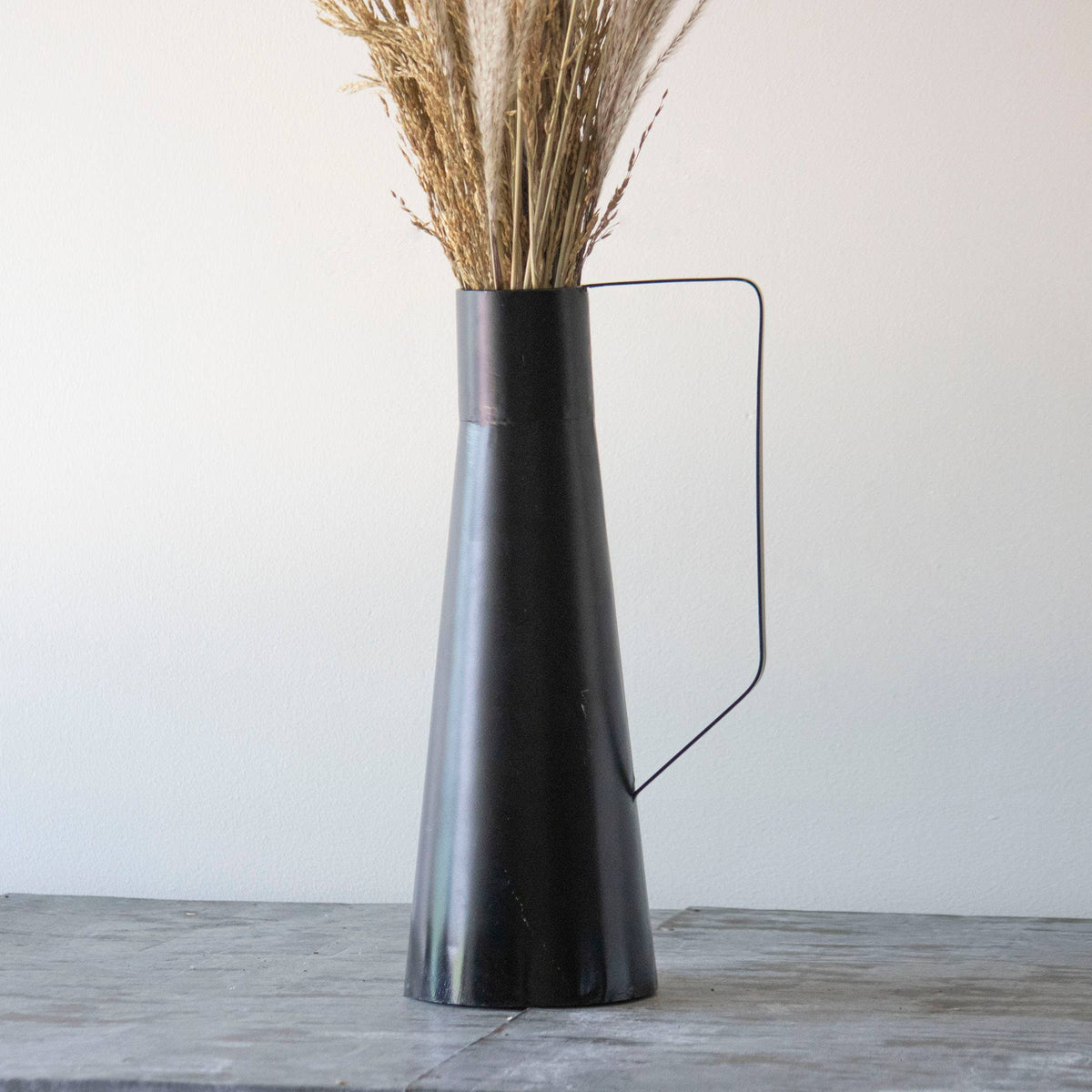 Zion Black Modern Farmhouse Metal Decorative Vase