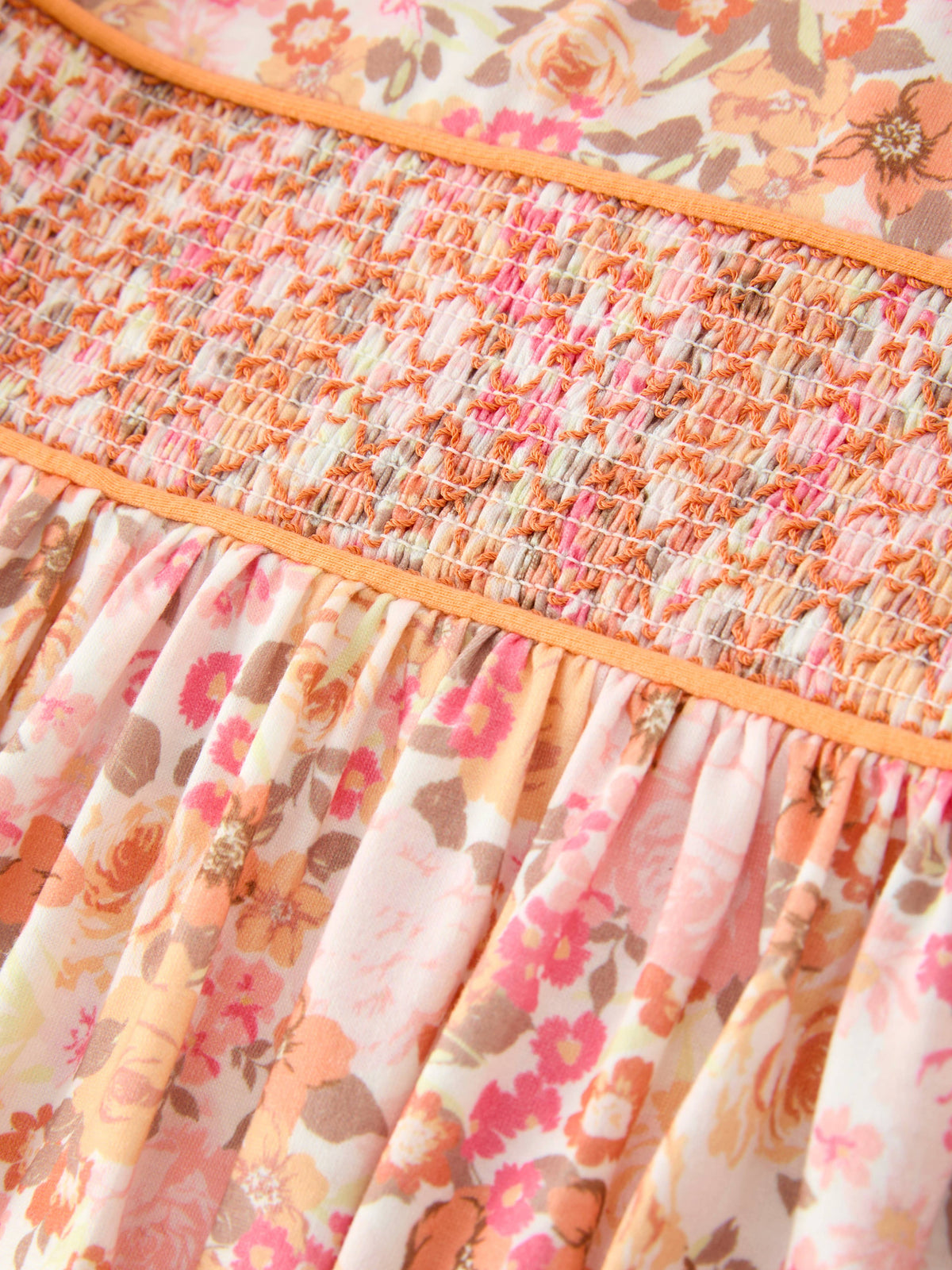 Peachy Bow Smocked Floral Dress