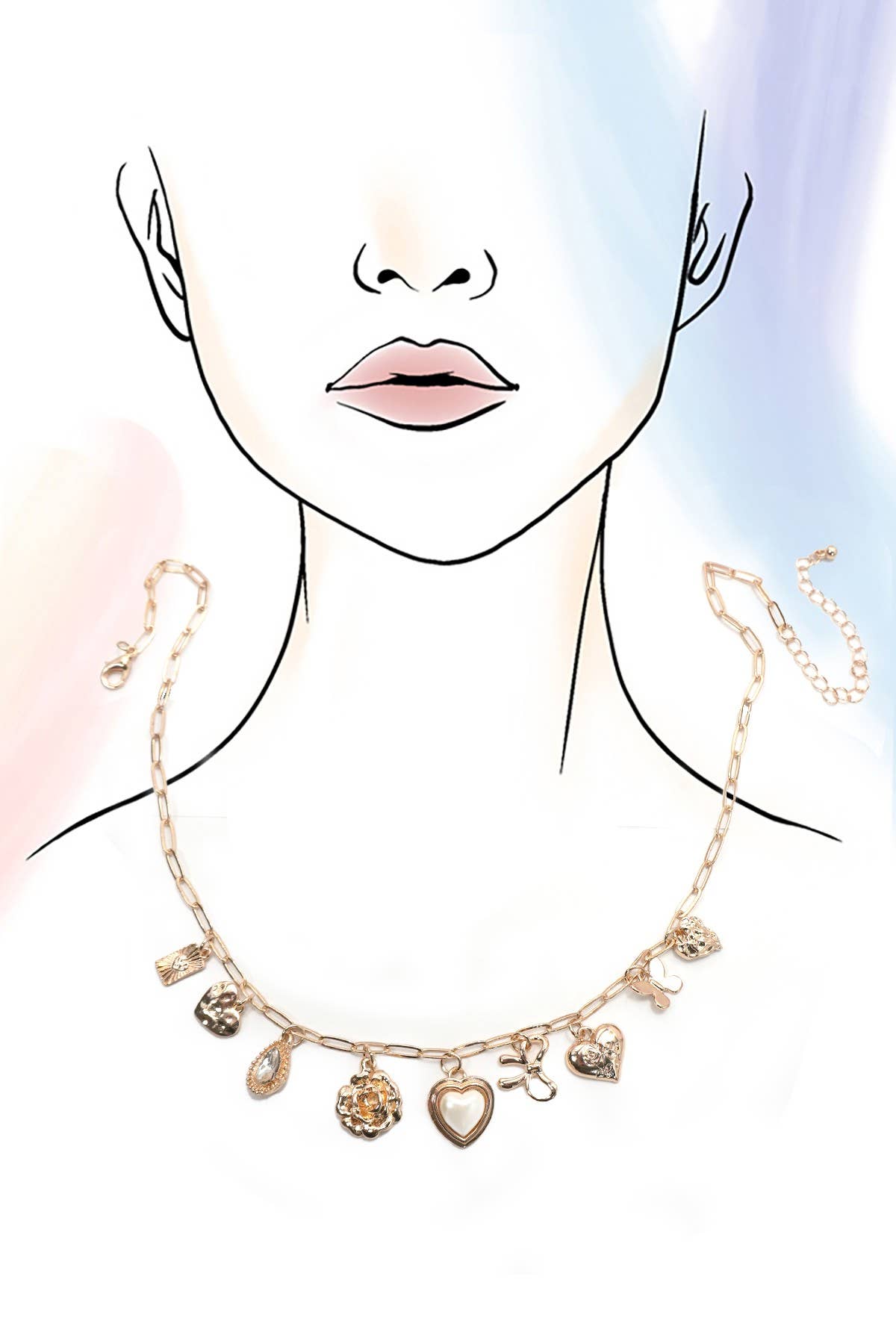 Coquette Heart Charm Necklace