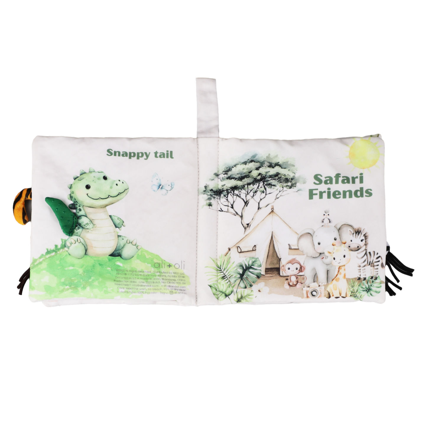 Safari Friends Tails 10-Page Soft Crinkle Cloth Baby Book