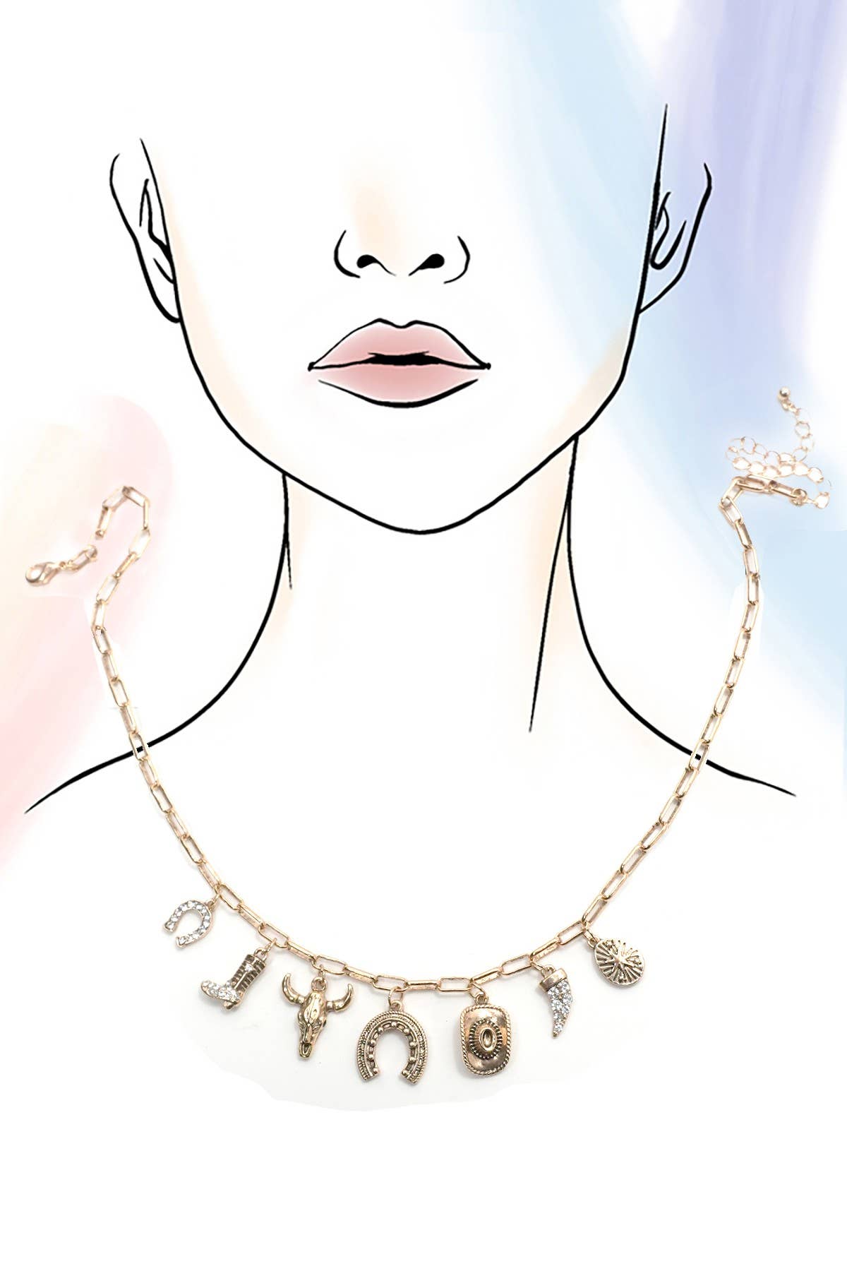 Western Hat + Horseshoe Boot Necklace