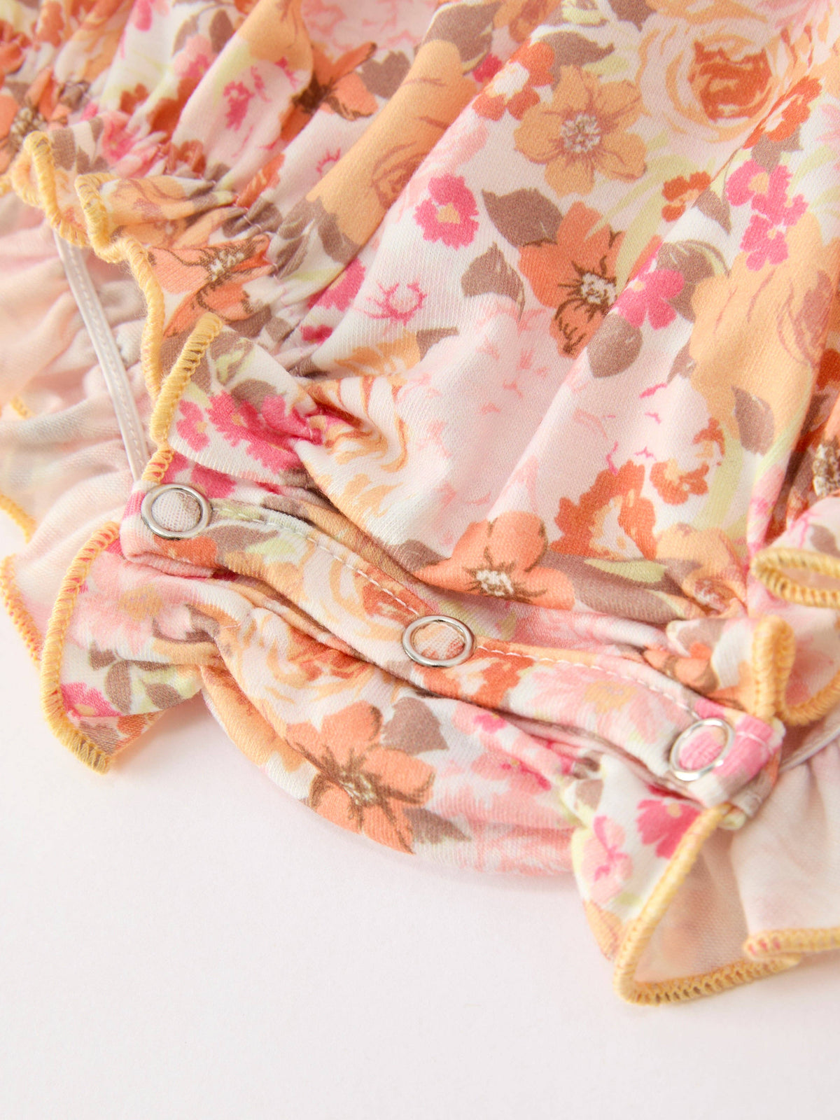 Peachy Bow Smocked Floral Bubble