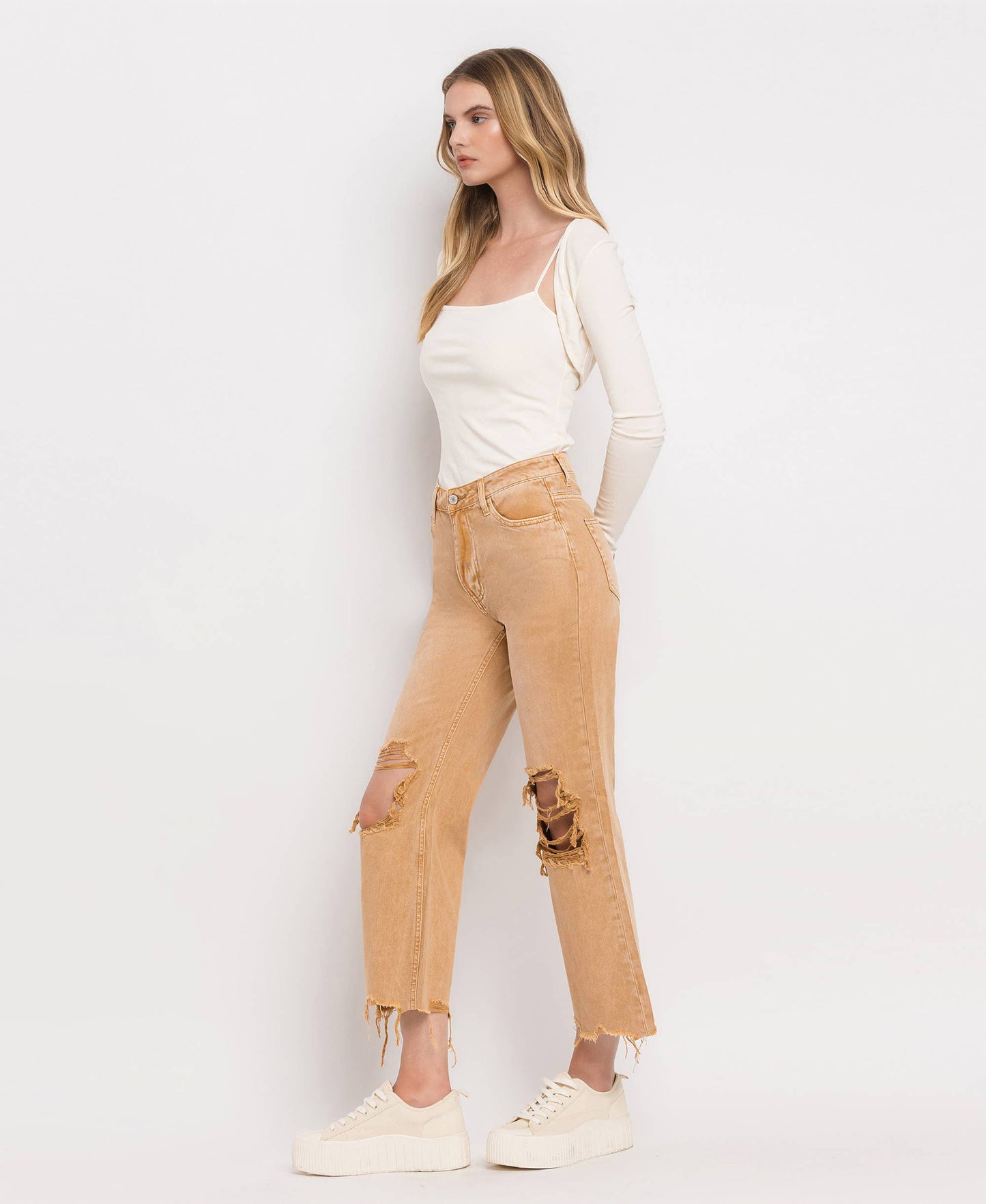90'S Vintage Super High-Rise Crop Flares