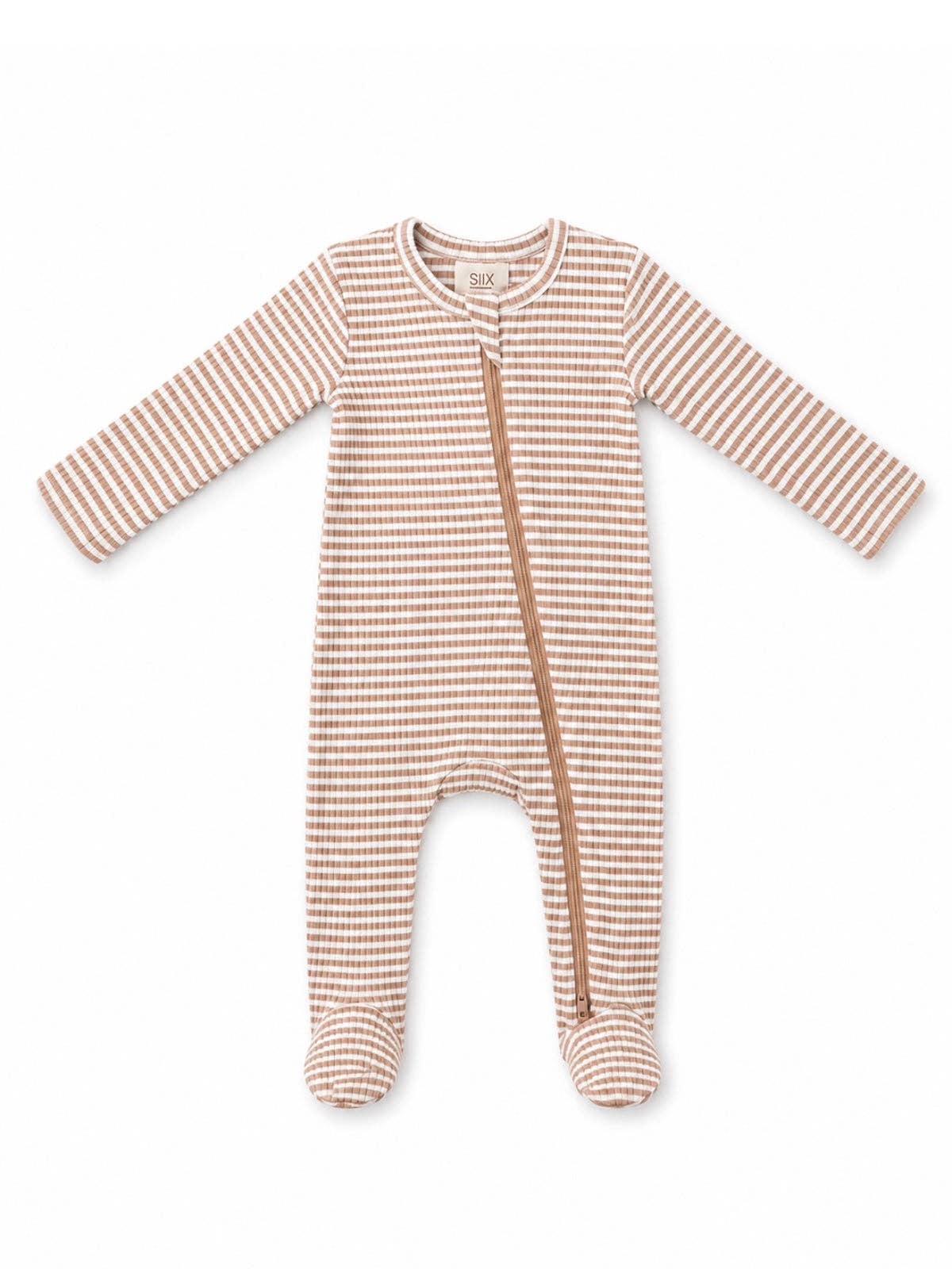 Neutral Stripe 2-Way Zip Footie Sleeper