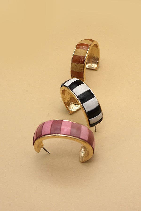 Faux Leather Two-Toned Hoop Earrings