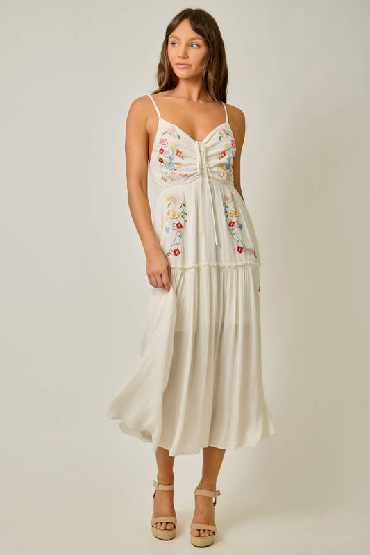Danielle Embroidered Boho Midi Dress