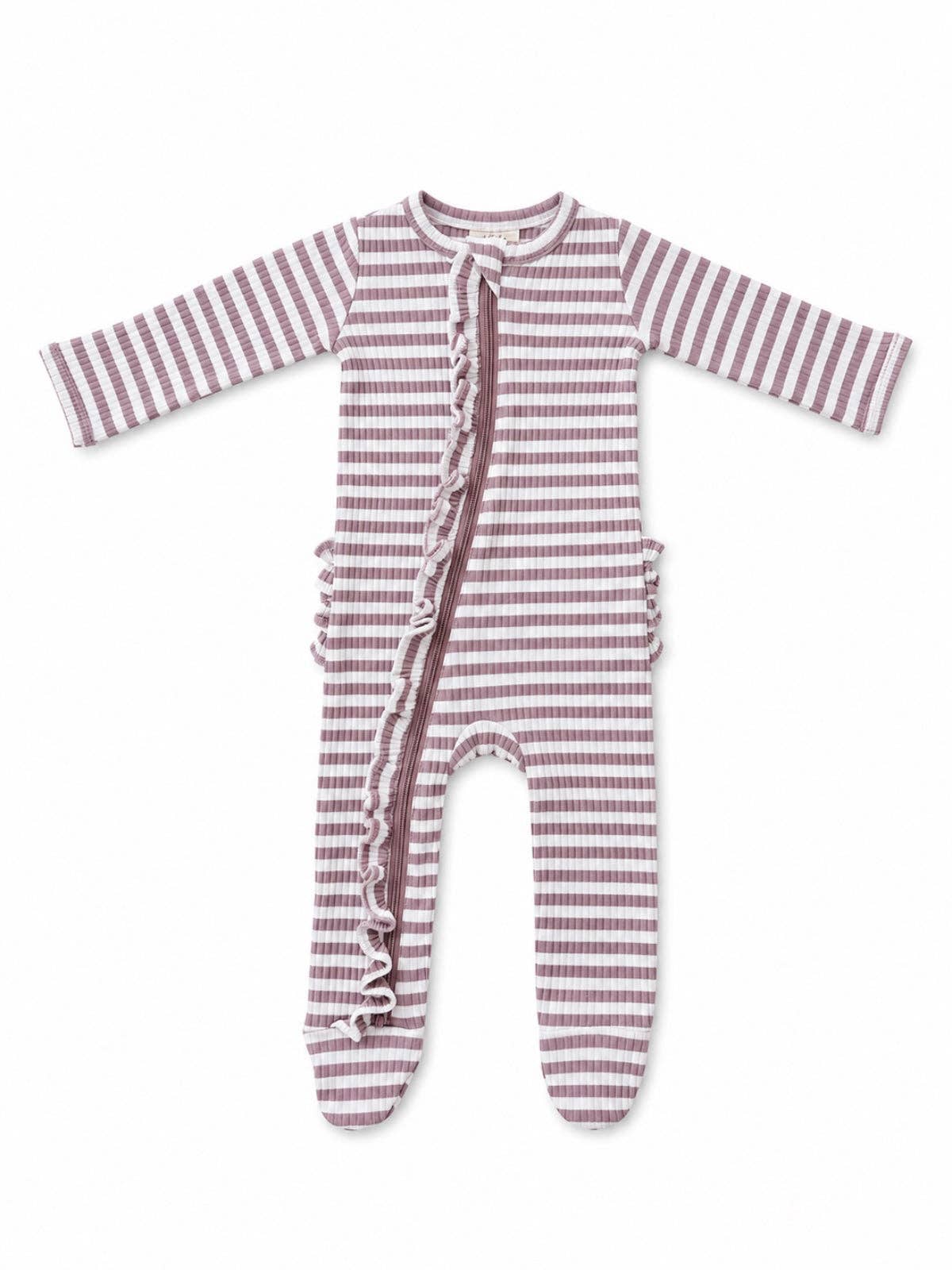 Violet Striped Ruffle 2-Way Zip Sleeper