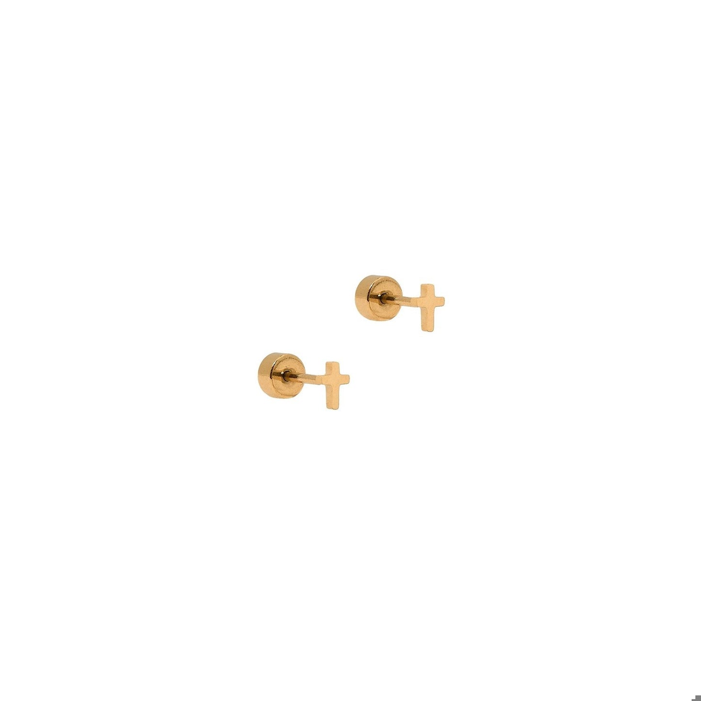 Screwback Stud Earrings - Micro Cross Gold