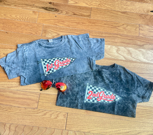 Acid Wash Black Boys Grade Flag Tee