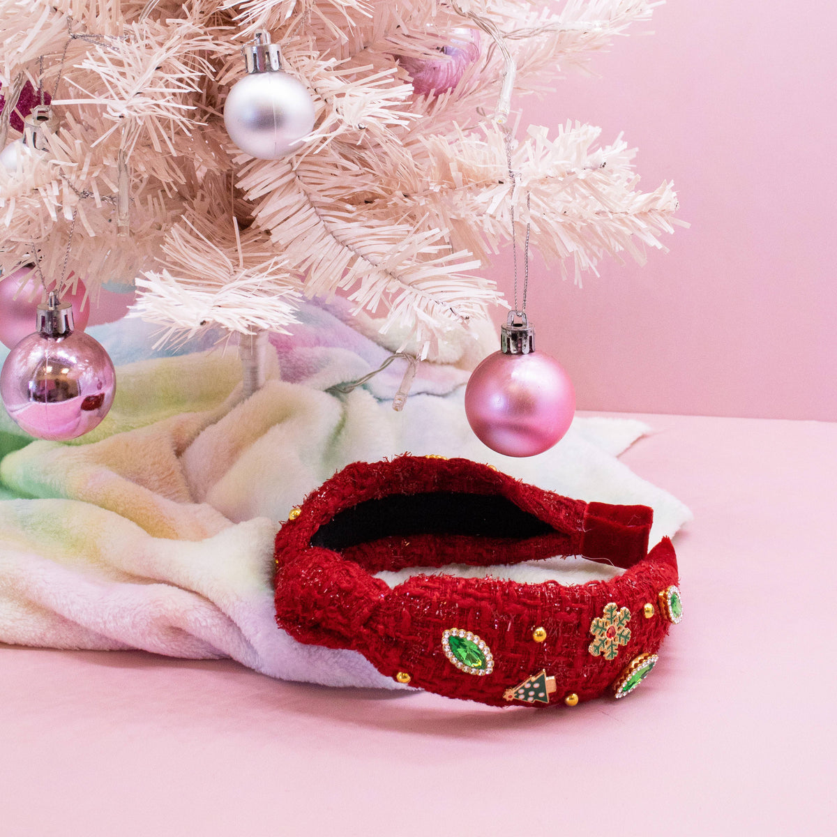 Christmas Tweed Knotted Headband