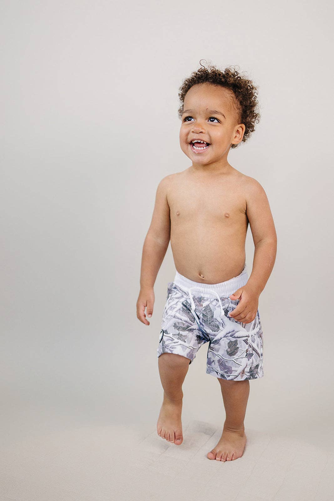 Levitt Light Wash Camo Swim Trunks