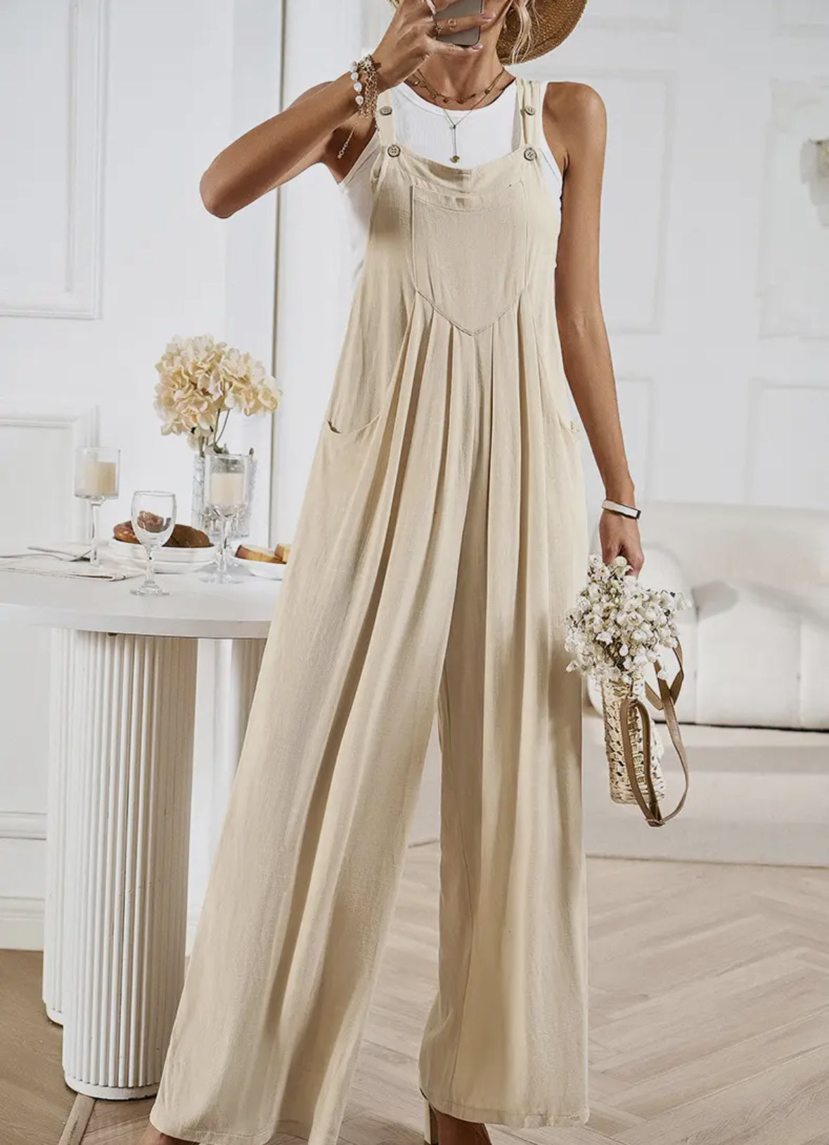 Boho Spring Wide Leg Overall Jumpsuit PreO
