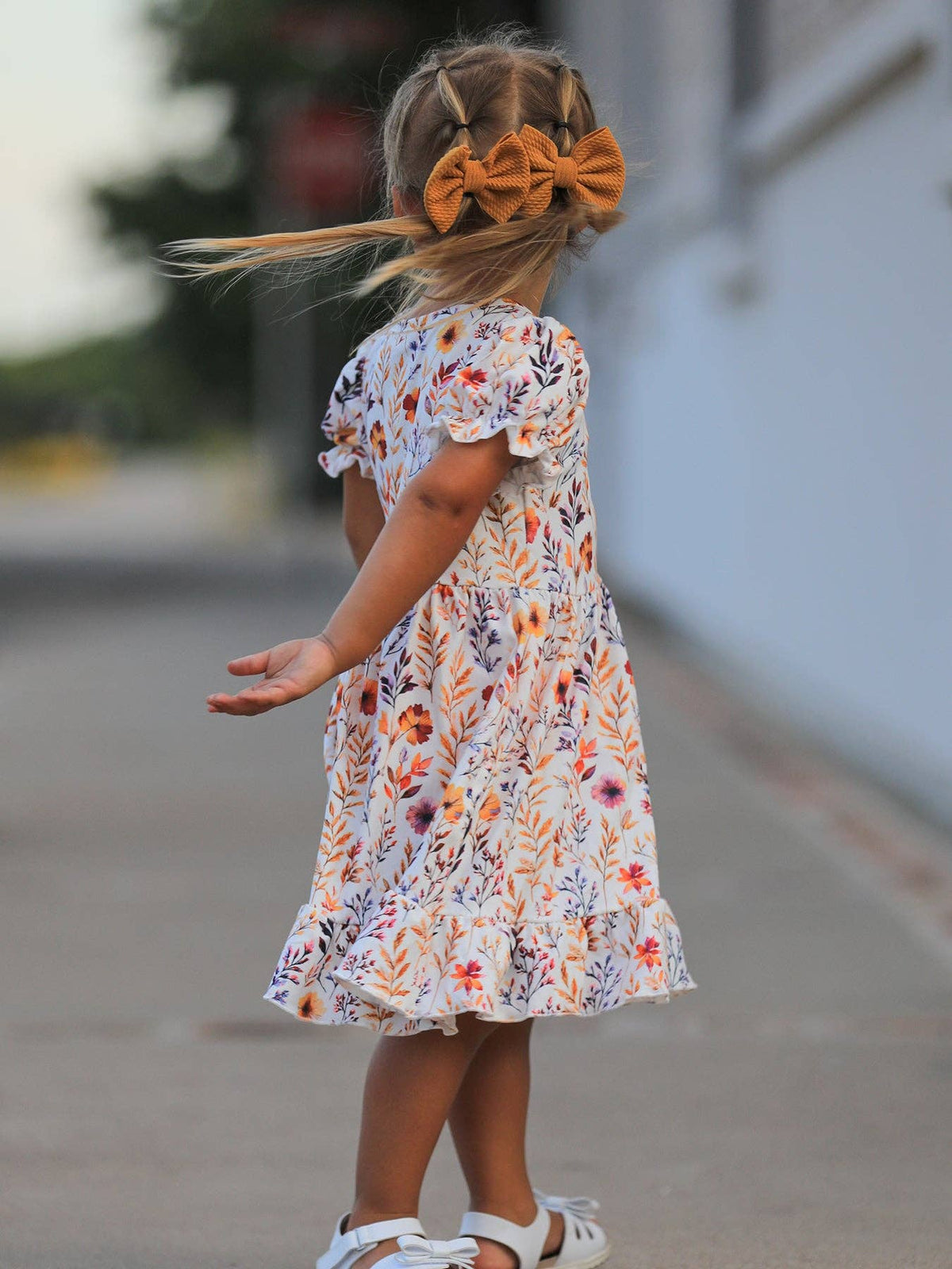 Ivory Fall Floral Twirl Dress