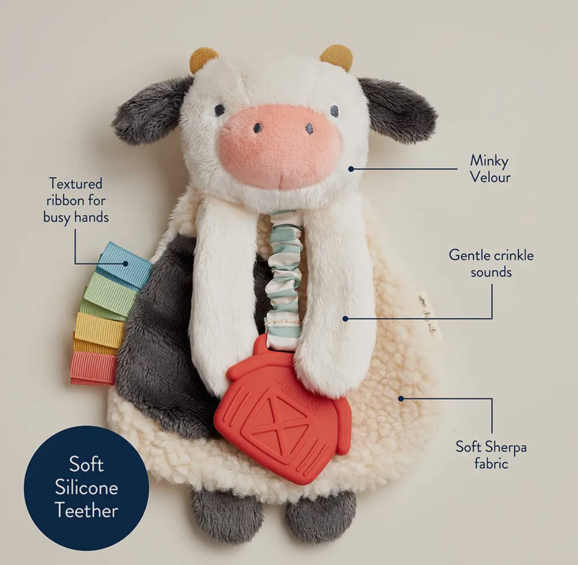 Cow + Red Barn Itzy Friends Lovey™ Plush RTSZ