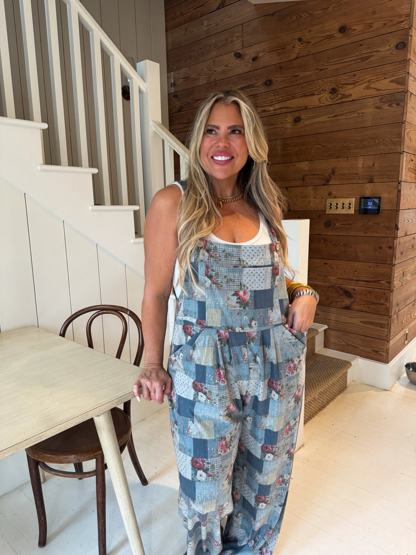 Floral Patchwork Denim Overall PRE