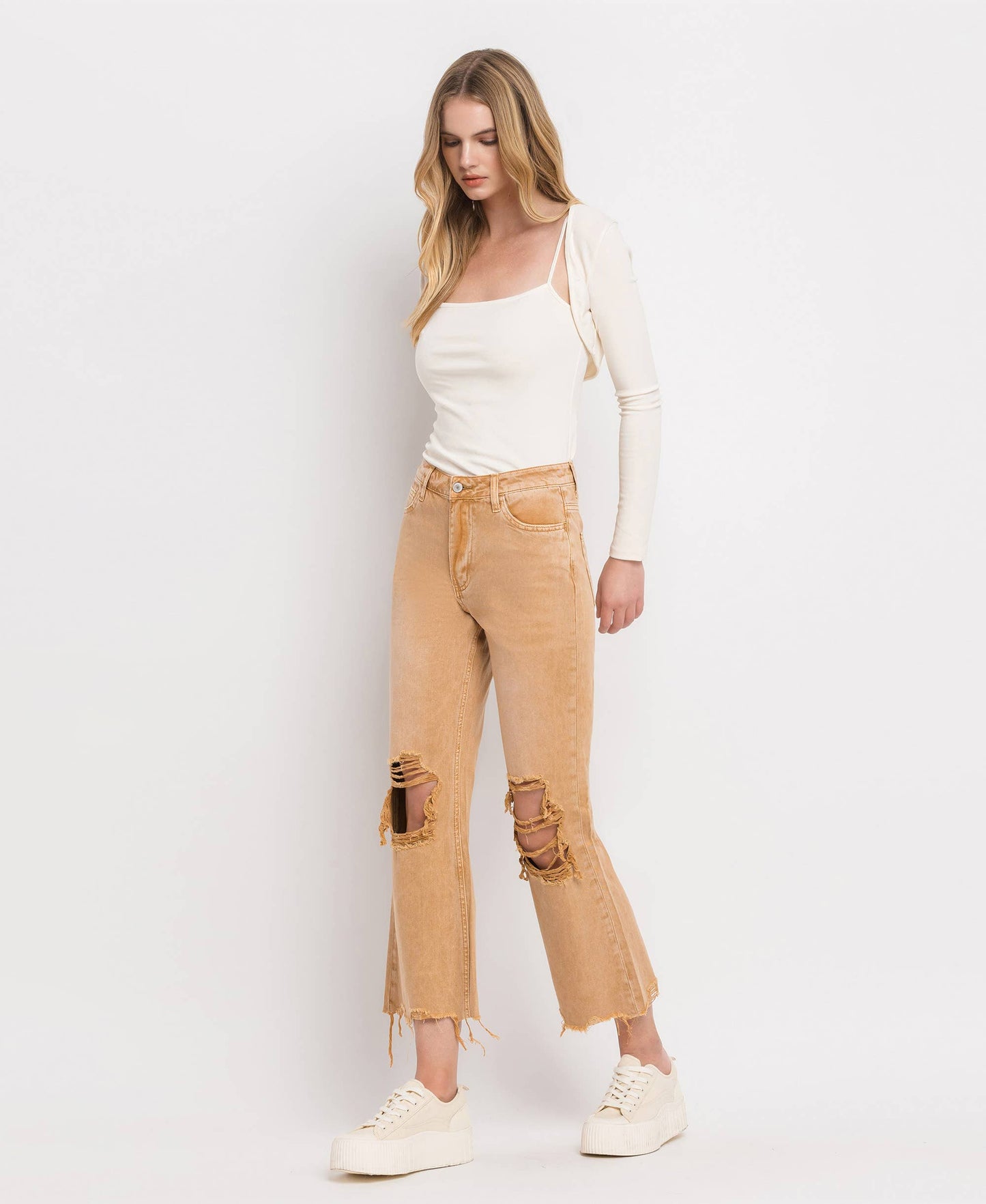 90'S Vintage Super High-Rise Crop Flares