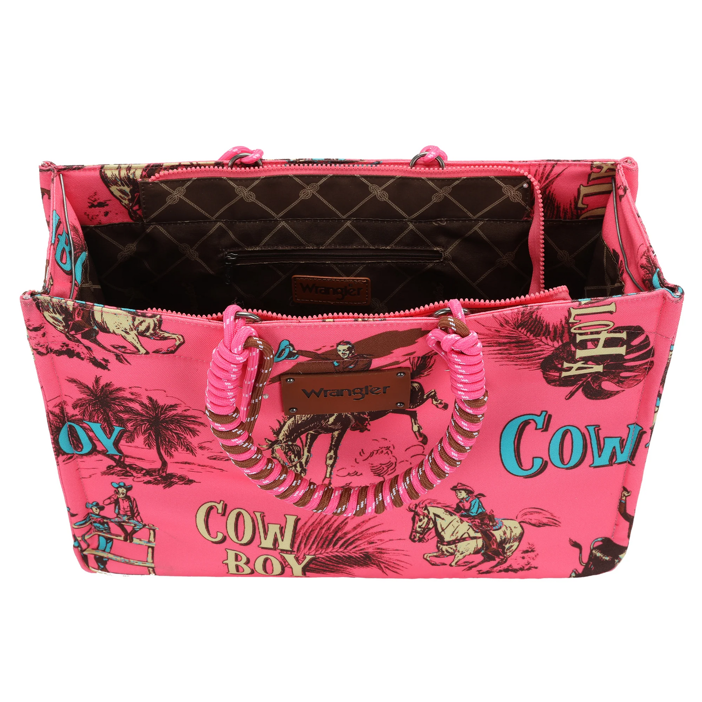 Hot Pink Aloha Cowboy Wrangler Canvas Tote RTS