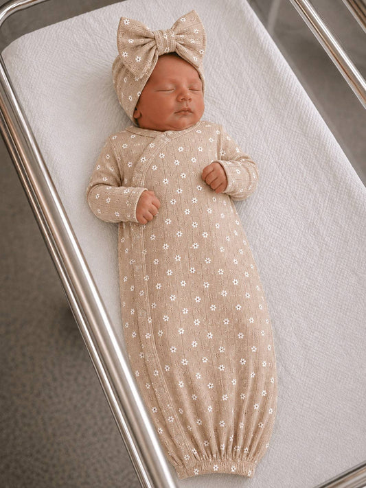 Almond Bloom Organic Pointelle Sleep Gown
