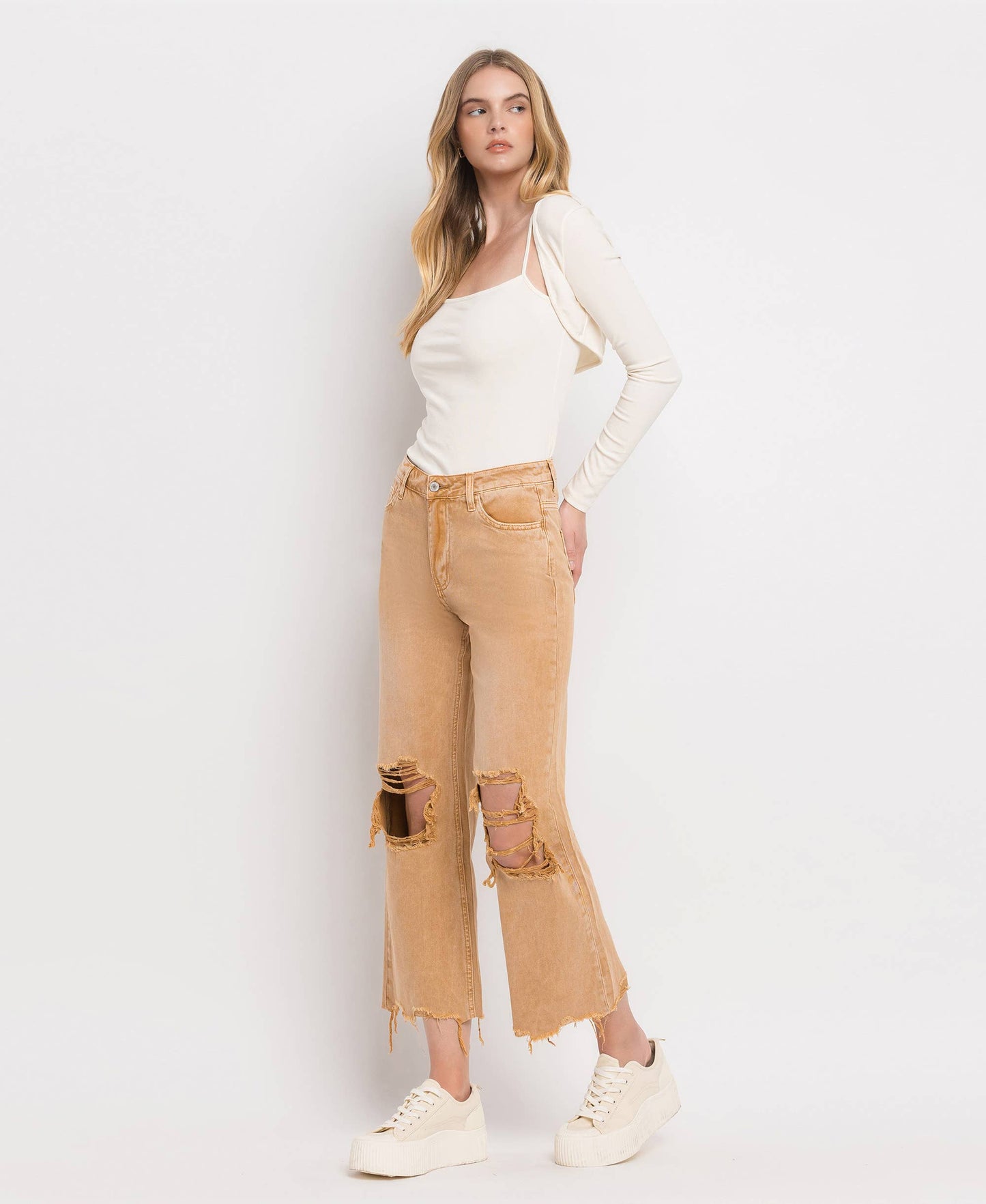 90'S Vintage Super High-Rise Crop Flares
