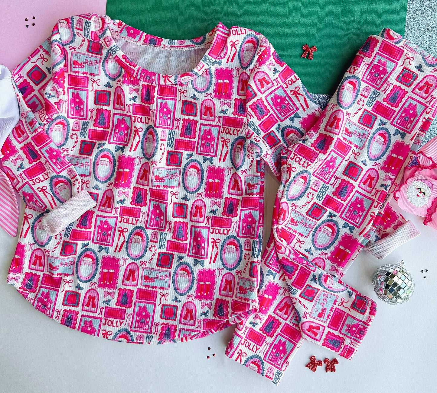 Vintage Frames Pink Christmas Lounge Set RTS