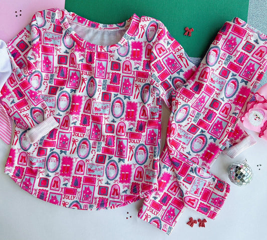 Vintage Frames Pink Christmas Lounge Set RTS