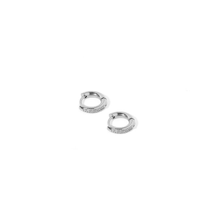 Scarlett Hoop Huggie Silver 8mm CZ Earrings