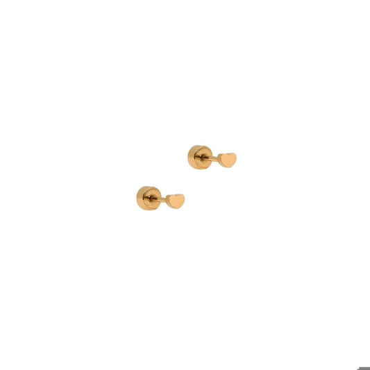Micro Tessa Heart Gold Flatback Stud Earrings