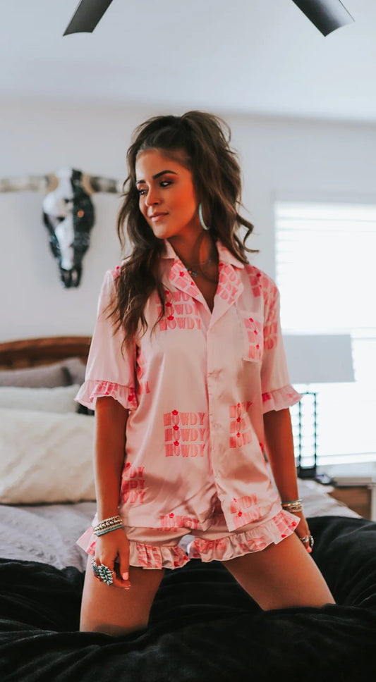 Pink Howdy Western Ruffle Pajamas