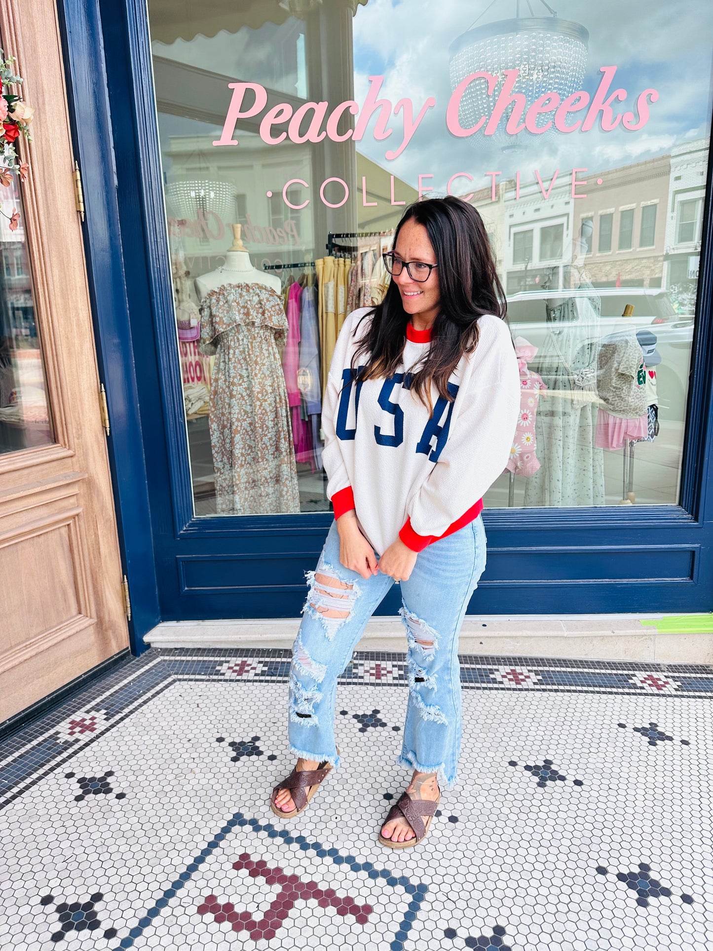 USA Knit Colorblock Pullover