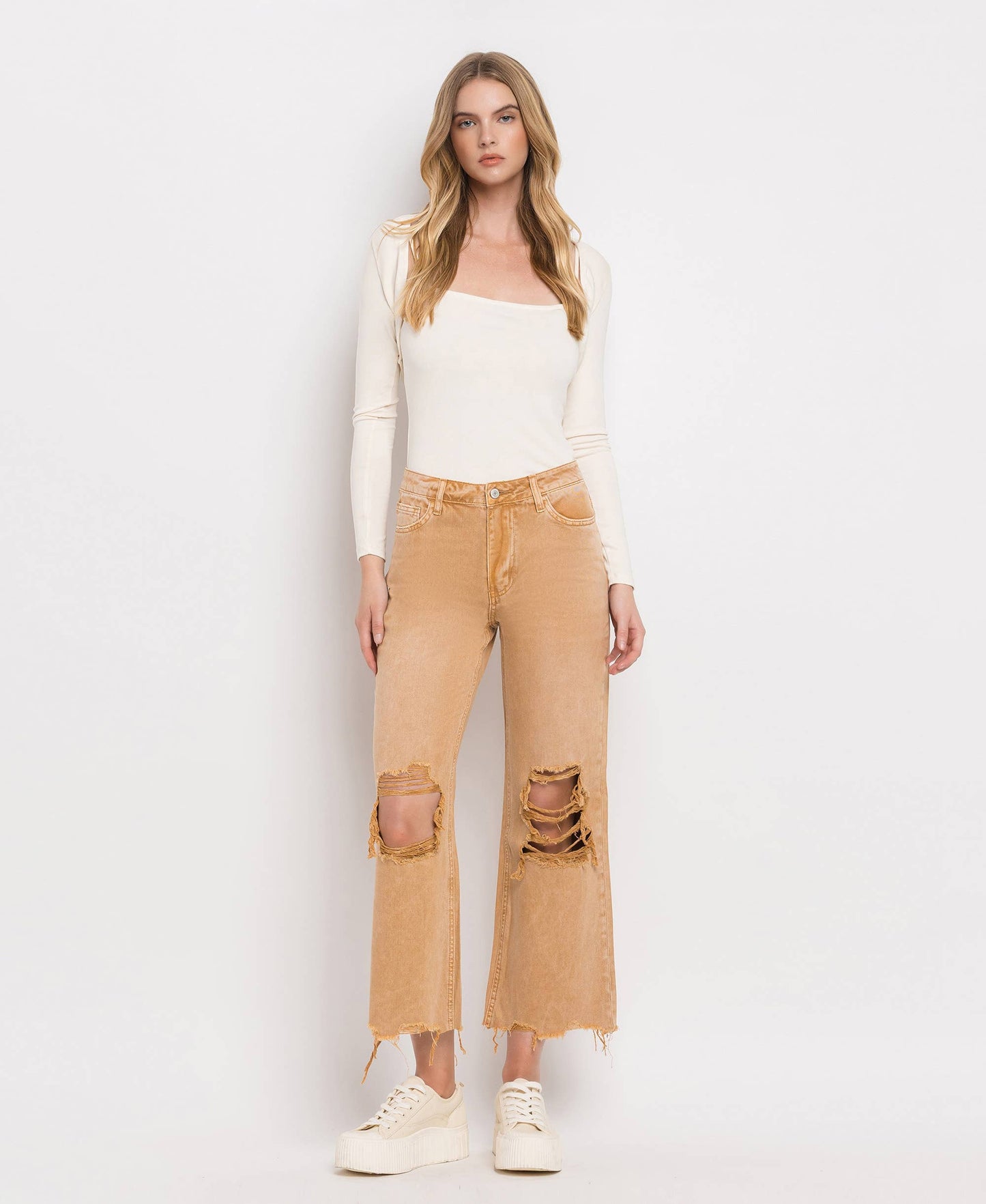 90'S Vintage Super High-Rise Crop Flares