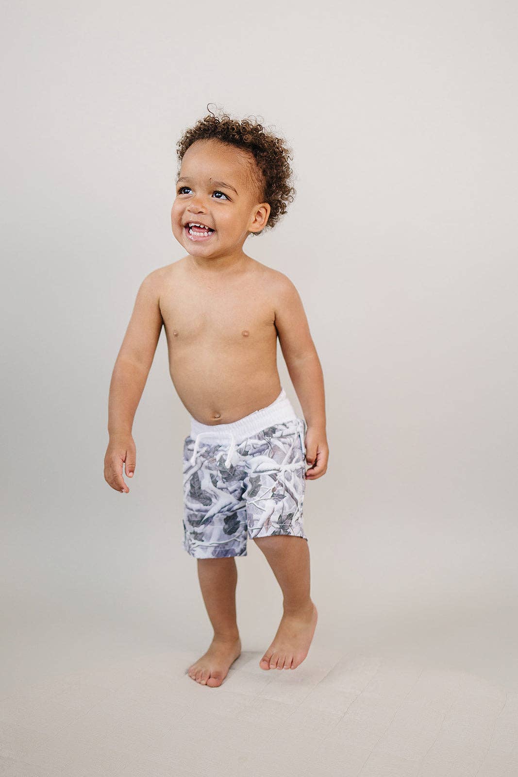 Levitt Light Wash Camo Swim Trunks