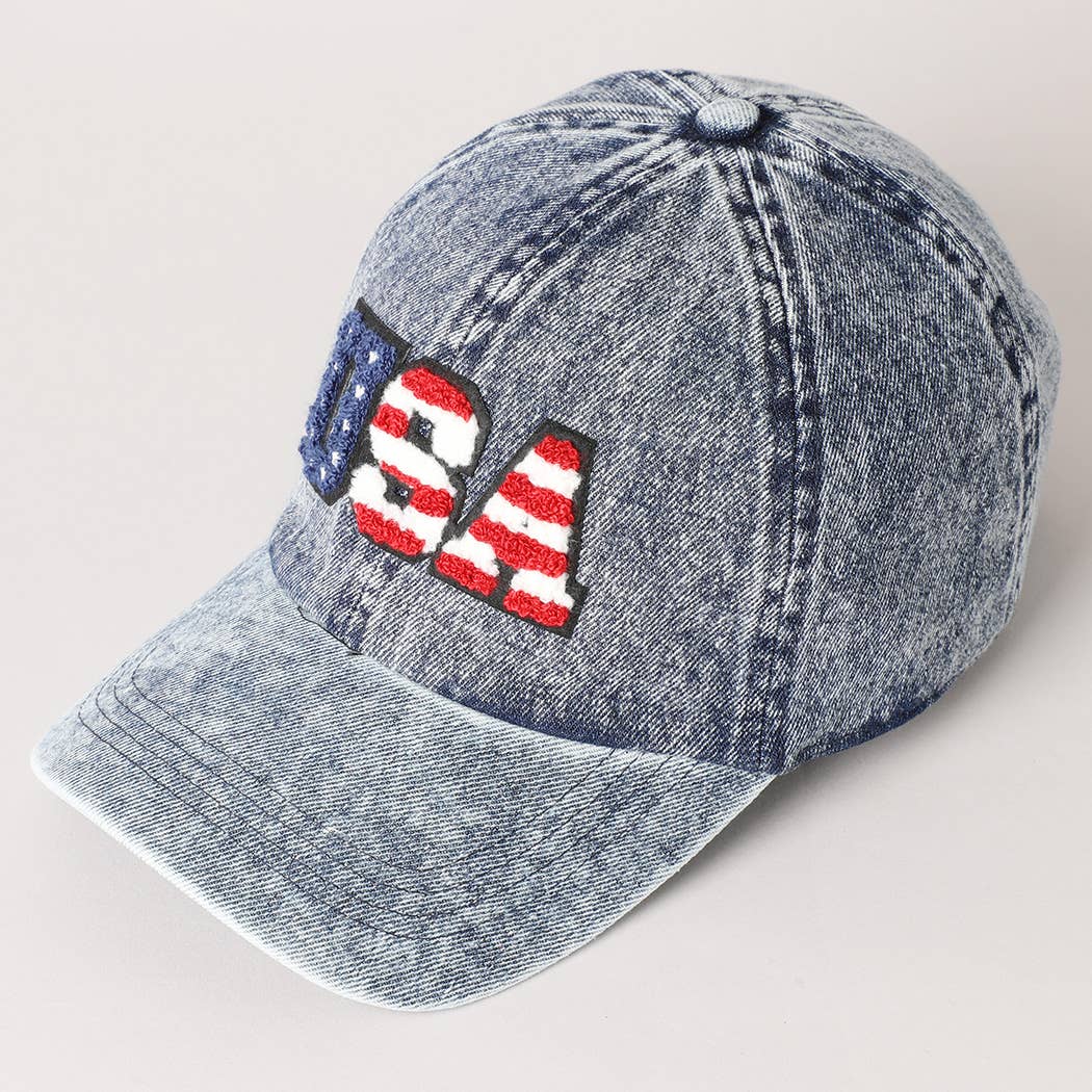 USA Letter Chenille Patch Baseball Cap Hat