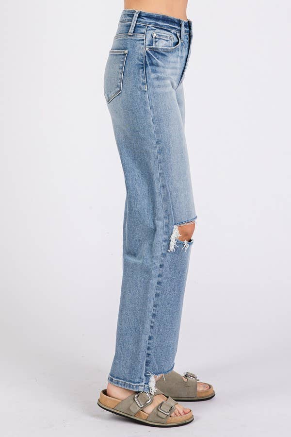Megan High Rise Stretch Destroyed Hem