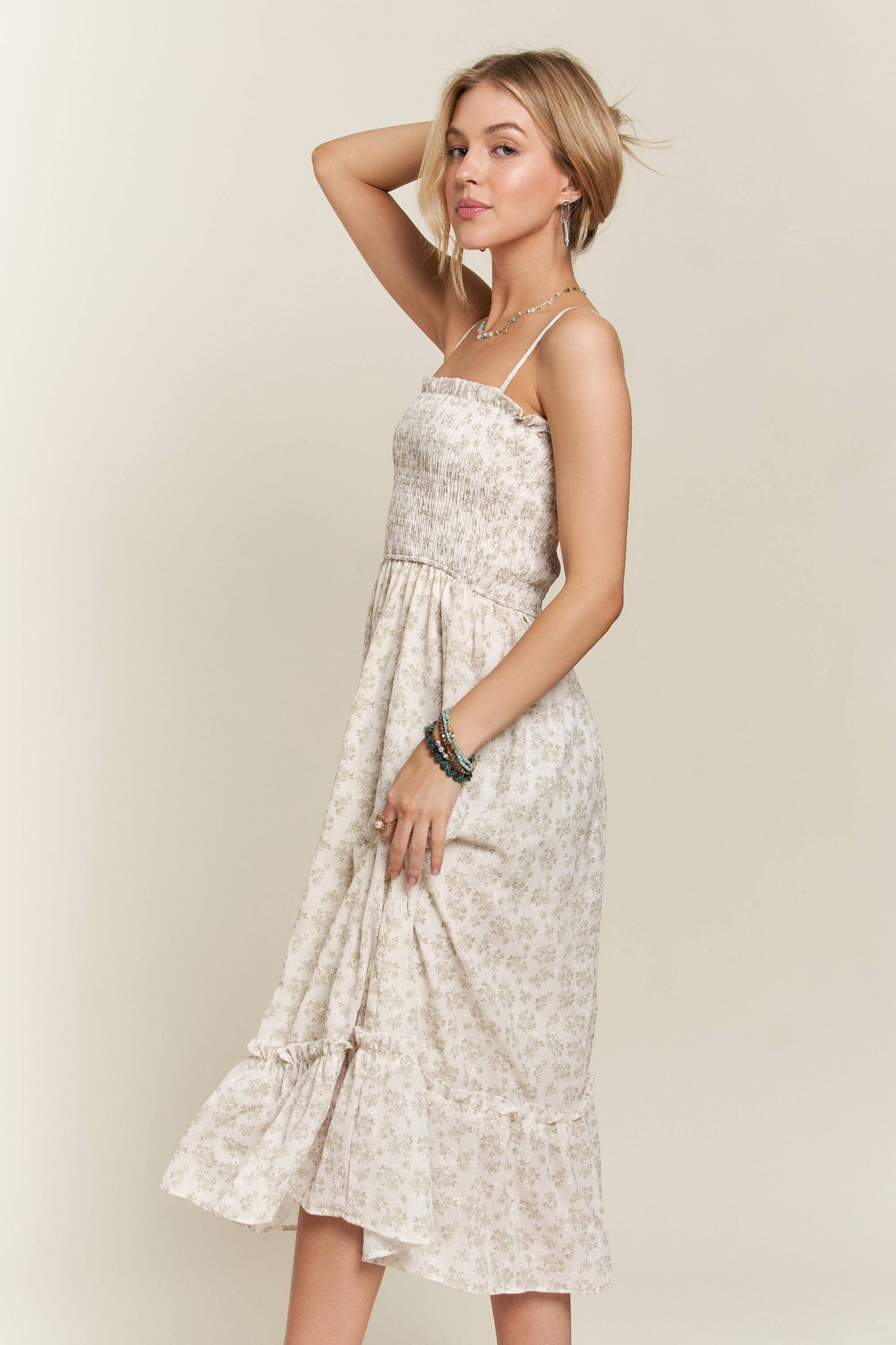 Ravena Ruffle Floral Midi Dress