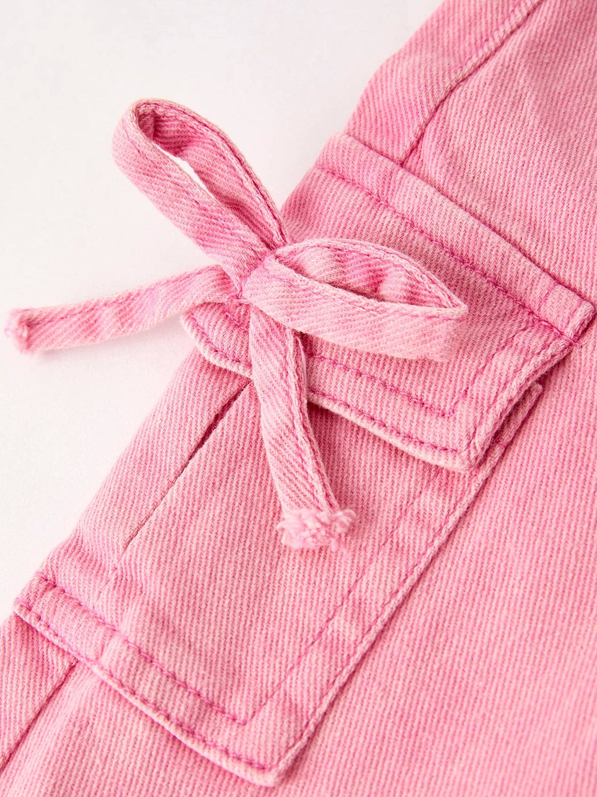 Pink Frayed Hem Cargo Pocket Bell Bottoms