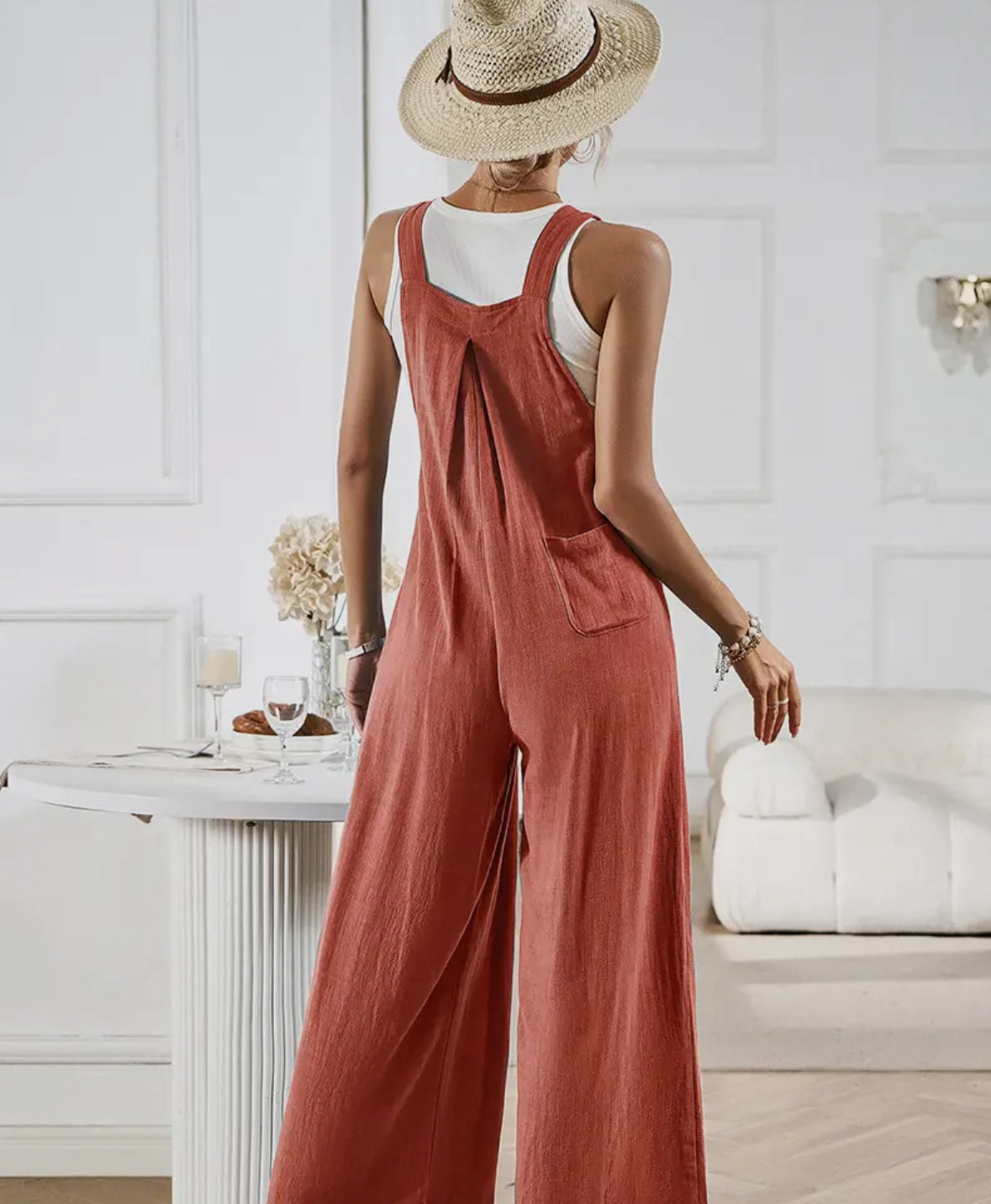 Boho Spring Wide Leg Overall Jumpsuit PreO