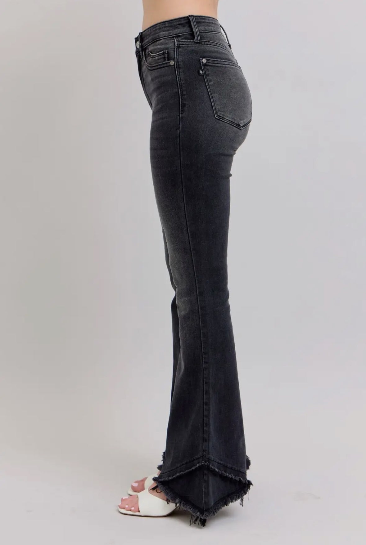 Judy Blue Stone Washed Black Tulip Flares RTS
