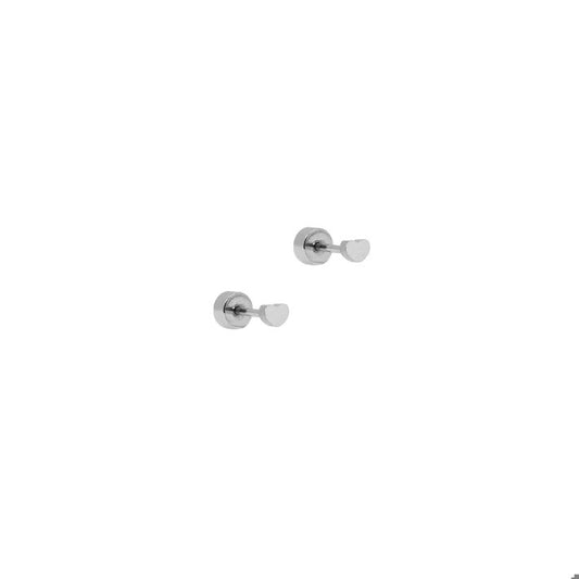 Micro Tessa Heart Silver Flatback Stud Earrings