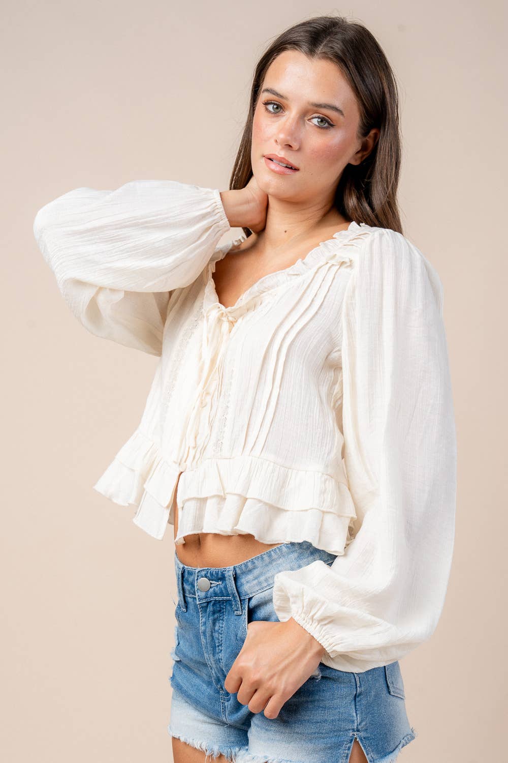 Mayflower Ruffle Button Top