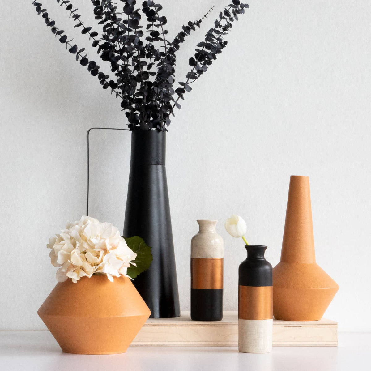 Zion Black Modern Farmhouse Metal Decorative Vase