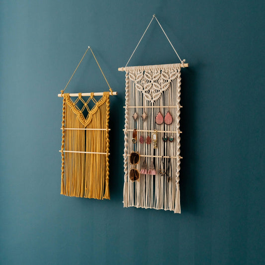 Ivory Boho Macrame Jewelry Hanger Organizer